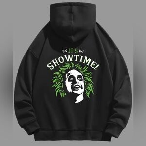 Beetlejuice It’s Showtime Hoodie XL Black Graphic Goth Streetwear